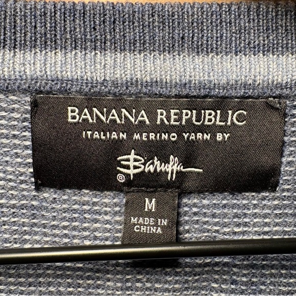 Banana Republic Baruffa Merino Wool Blue Crewneck Sweater Men’s Medium - Picture 2 of 5